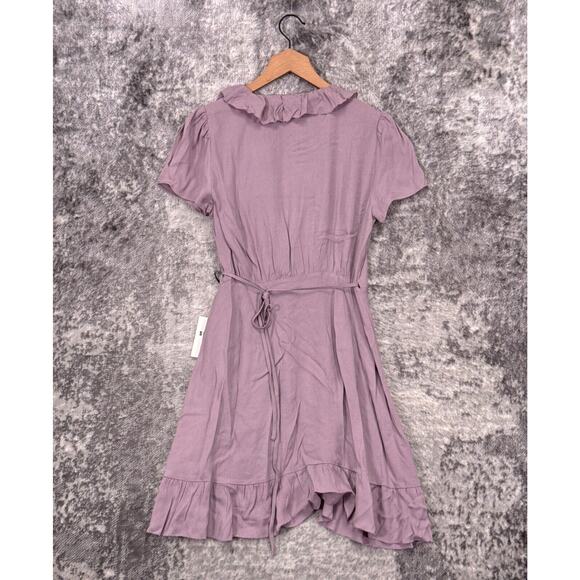 New Aritzia Dress Medium Womens Sunday Best Purple Ruffle Wrap - Picture 3 of 8